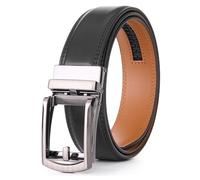 VRLEGEND Ceinture Homme en Cuir Automatique Réglable Boucle Cliquet pour Costume Bureau Travail Formel 3.5 cm avec Boîte Cadeau (120cm,Noir)