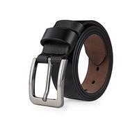 VRLEGEND Ceinture pour Homme en Cuir Véritable, 110cm-175 cm Pour Taille Régulière ou Grandes et Grandes avec Boîte Cadeau (Noir, 130cm)