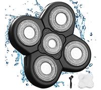 VRMETA Têtes de rechange pour rasoir électrique pour homme - Lames de rasoir flottantes en acier inoxydable 5D (5 têtes, noir)