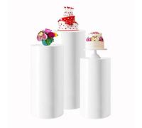 VRNCLR Support de piédestal de Cylindre Rond, Affichage de piédestal de Support de Cylindre Rond en métal, présentoir cylindrique, décor de fête de Mariage de piliers de plinthes (3PCS),Big 3pcs