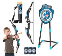 VROGTIK Kit de tir à l'arc à LED avec arc et flèches pour enfants de 4 à 12 ans, jouet de sport de plein air, garçons et filles, bleu