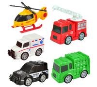 VROLUVTQ Ensemble de 5 Jouets Voitures de Police Ambulance Camion Poubelle Camion de Pompiers Hélicoptère Jouet de Voiture pour Tout-Petit Jouet de Véhicule de Ville