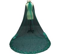 VRONIS Voile de Mariée, 3 mètres Une Couche de Dentelle au Bas Voile de Mariage en Tulle Vert 3 m de Long voiles de mariée