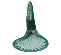 VRONIS Voile de Mariée, Voiles de Mariage Vert Une Couche Bord de Dentelle pailletée avec Peigne cathédrale voiles de mariée Accessoires de Mariage