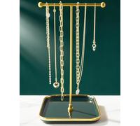 VROOMIUM Support de collier - Base en céramique - 0,3 m de hauteur - Présentoir à bijoux esthétique pour colliers, bracelets, bagues, exposant de colliers - Vert élégant