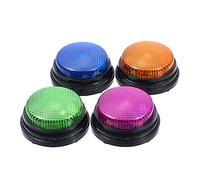 Vroomoto Bouton Parlant Enregistrable Bouton Sonore Buzzer de Réponse D'Enregistrement Vocal Buzzer de Jeu 4 Pack 30 Secondes Lumière LED 4 Couleurs Facile à Transporter