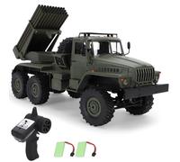 Vroomoto Camion RC échelle 1 : 16, 4 Canaux 6x6, Voiture sur Chenilles Télécommandée avec Double Batterie, Vitesse de 5 Km, Portée de 30 M, Modèle Original, Système Fusée BM-21