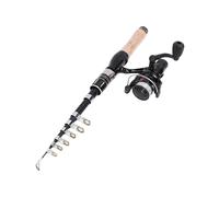 Vroomoto Canne à Pêche Télescopique en Carbone avec Poignée en Liège, Mini Canne à Pêche Pliable, Kit de Moulinet CB100, Idéal pour Les Lacs, Les Rivières et (Ensemble combiné 2,1 M)