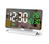 Vroomoto Horloge de Bureau Numérique à Grand écran Double Réveil avec Température/date Ports de Charge USB/type-C Variateur à 6 Niveaux 5 Réglages Volume DST Snooze pour Chambre (Blanche)