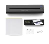 Vroomoto Imprimante de Pochoir de Tatouage sans Fil, Transfert Thermique Portable avec 10 Pièces Papier Transfert, Contrôle par Application pour Débutants et Artistes, Compatible