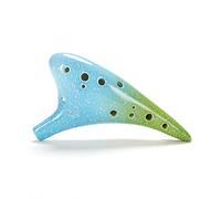 Vroomoto Instrument de musique en céramique Ocarina Alto C à 12 trous style étoilé avec cordon pour amateurs de musique et étudiants, artisanat en dolomite, facile à apprendre (bleu et vert)