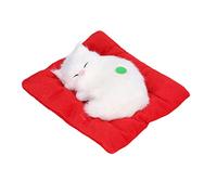 Vroomoto Jouet Réaliste de Simulation de Chat Endormi, Jouet Interactif pour Animaux Compagnie, Poupée Chaton en Peluche, Faux Son Chat, Coussin Charbon (Charbon Actif Tout Blanc)