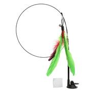 Vroomoto Jouets pour Chats Baguette de Chat Interactive Teaser Jouet Baguette de Plumes Placeholder Fil d'acier Détachable Pliable Jouet Supérieur Remplaçable avec Ventouse pour Chats (Plume Verte)