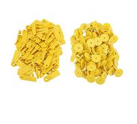 Vroomoto Lot de 100 Boucles D'oreilles Vierges pour Animaux D'élevage, Idéales pour L'Identification des Chèvres, Moutons et porcs. Fabriquées en TPU de Couleur Vive avec un (Pas mot jaune (prix