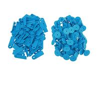 Vroomoto Lot de 100 Boucles D'oreilles Vierges pour Animaux D'élevage, Idéales pour L'Identification des Chèvres, Moutons et porcs. Fabriquées en TPU de Couleur Vive avec un (Pas mot bleu (100