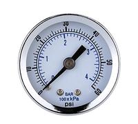 Vroomoto Manomètre de Pression D'air Manomètre PSI 0-60 PSI 1/8 BSPT Montage Arrière Cadran 40 Mm Boîtier en Acier Noir Compresseur D'air Hydraulique pour Compresseur
