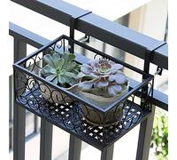 Vroomoto Panier Mural sur Rail Support de Pot de Fleur Garde-corps Support Pot Fleur en Fer Antirouille avec Fond Grille Européenne pour Clôture Terrasse (Petit)