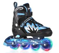 Vroomoto Patins à roulettes Réglables pour Enfants, Roues Lumineuses, Système de Triple Fermeture sécurisé, Patins à roulettes Lisses et Silencieux, pour Filles et Garçons (M)
