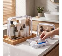 Vroomoto Pochette Transparente à Fermeture éclair, étui Rigide Empilable | Matériau PET, Rangement des Articles de Toilette, Tri du Maquillage, Utilisation des Bagages de Voyage, compatibilité des
