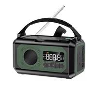 Vroomoto Radio Météo Solaire Portable à Manivelle d'urgence avec Alerte SOS, Batterie 12 000 MAh, Chargeur USB pour Camping en Plein Air (Vert OD)