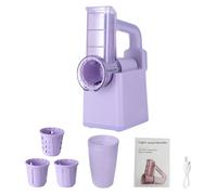 Vroomoto Râpe à Fromage électrique Trancheuse à Légumes 3 en 1 Outil Culinaire Portatif Machine Salade avec Support (Violette)