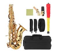 Vroomoto Saxophone Soprano Bb, Laque Dorée, étui à Instruments en Laiton, Embout, Sangle de Cou, Chiffon de Nettoyage pour Musiciens