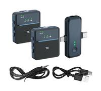 Vroomoto Système de Microphone Cravate sans Fil avec Puce de Réduction du Bruit pour Un Enregistrement Clair dans Diverses Situations. Convient pour L'enregistrement (1 récepteur avec 2 Microphones)