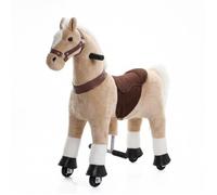 VROOOMY Cheval d’Équitation à Roues - Beige - 3 à 6 ans - Mouvement de Galop Mécanique - Jouet d'Éveil - Max 45kg