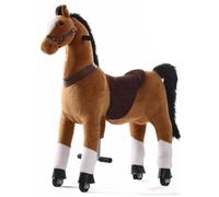 VROOOMY Cheval d’Équitation à Roues - Grand - Brun - 5 à 9 ans - Mouvement de Galop Mécanique - Hauteur 65cm - 45kg