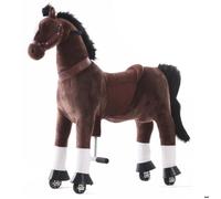 VROOOMY Cheval d’Équitation à Roues - Grand - Brun Foncé - 5 à 9 ans - Mouvement de Galop Mécanique - Hauteur 65cm - 45kg