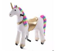 VROOOMY Licorne d’Équitation à Roues - Petit - Arc-en-ciel - 3 à 6 ans - Mouvement de Galop Mécanique - Hauteur 54cm - 45kg