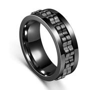 Vroxdrez Bague Anti-Stress 8 mm - Anneau Tournant en Acier Inoxydable Poli - Accessoire Mode Homme Femme - Idée Cadeau - Taille 59,5 mm (Noir)