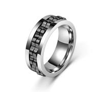 Vroxdrez Bague Anti-Stress 8 mm - Anneau Tournant en Acier Inoxydable Poli - Accessoire Mode Homme Femme - Idée Cadeau - Taille 59,5 mm (Blanc)