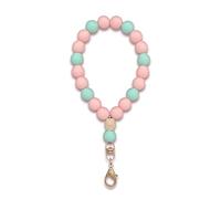 Vroxdrez Chaîne de Téléphone Portable Bracelet à Perles ePendentif Style Bohème Dragonne avec Porte-Clés Accessoire Décoratif Simpliste Vert Poudré