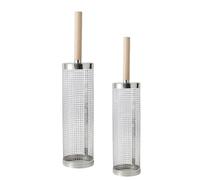 Vroxdrez Ensemble de Paniers à Barbecue Emboîtables, Inox 304 avec Poignée Amovible, Accessoires pour Légumes et Crevettes, Idée Cadeau Homme Original, Cadeau Fête des Pères, Mari Camping