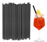 Vroxdrez Lot de 100 pailles en papier noir pour cocktail. 197 x 6 mm. 100% Biodégradables Et Compostables, Pack Familial, Zéro Pollution Plastique, Haute Qualité.