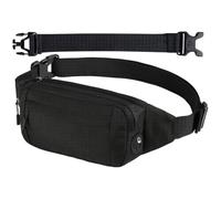 Vroxdrez Sac Banane Homme Femme, Étanche Unisexe Petite Sacoche Banane de Sport Ceinture Allongée pour Randonnée Cyclisme Balade Ville Vacances Noir Foncé, Poches Zippées Multiples et Léger Compact