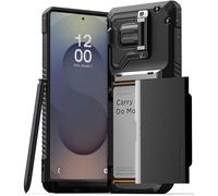VRS DESIGN Damda Glide DuoGuard Étui portefeuille pour Galaxy S25 Ultra (2025) avec porte-cartes et objectif d'appareil photo Noir mat