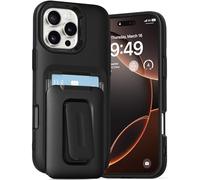 VRS DESIGN Orb - Coque pour iPhone Pro Max (2024), étui portefeuille pour cartes de qualité supérieure [2 cartes] durable avec support intégré compatible avec iPhone Pro Max 2024 (noir mat)