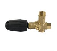 VRT3 - Laveuse à pression avec interrupteur, 140 bar, 40 l/min, valve de dérivation pour eau haute température jusqu'à 90 °C, construction en acier laiton, raccord 3/8", noir