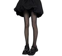 VRTTAA Bas Résille Femme - Été Noir Bas Résille Haute Qualité Collants Harajuku Évider Texture Géométrique Motif Festonné Maille Lingerie,Black,45Kg-85Kg