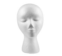 Vrttlkkfe 27,5 x 52 cm - Tête de mannequin en mousse féminine (polystyrène) pour casquette, écouteurs, accessoires pour cheveux et péruvious - Mousse mannequin pour femme