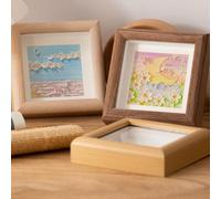 VRTYVEYBB Cadre photo en plastique pour dessins d'enfants, 15 x 15 cm, cadre de table avec base creuse, bois naturel/café/chêne blanc/noyer