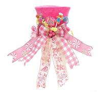 VRTYVEYBB Chapeau de sapin de Noël en tissu pliable, décoré avec des bâtons de sucre d'orge et un nœud pour un charmant sapin de Noël (rose)