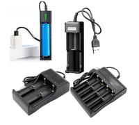 VRTYVEYBB Chargeur de batterie intelligent USB pour batteries Li-ion 14500/18500/26650 4,2 V, 1000 mA, avec contrôle intelligent IC et protection contre les courts-circuits/inversions Noir