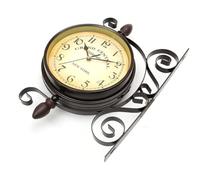 VRTYVEYBB Horloge murale double vintage en fer forgé dans le style de la gare centrale de New York, diamètre 20 cm, mouvement à quartz, pour salon et couloir