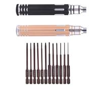 VRTYVEYBB Jeu de 12 tournevis hexagonaux pour modélisme RC DJI, Elf 34 - T6/T9, H1,5-H2,5 mm, PH1,0-PH2,5 mm, magnétique