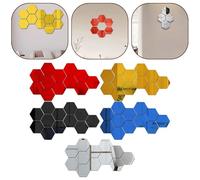 VRTYVEYBB Lot de 12 miroirs hexagonaux en acrylique pour décoration murale, argent/doré/bleu/rouge/noir, environ 10 × 8,7 cm