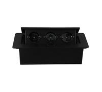 VRTYVEYBB Prise encastrée en aluminium 3 voies pour plan de travail 3500 W 230 V AC 16 A pour bureau, maison, espace de travail - Noir