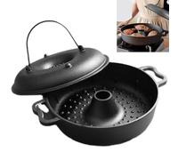 VRTYVEYBB Rôtissoire en fonte pour four, rôtissoire d'extérieur avec couvercle, rôtissoire ronde